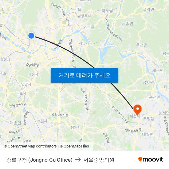 종로구청 (Jongno-Gu Office) to 서울중앙의원 map