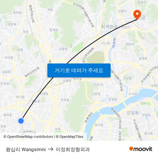 왕십리 Wangsimni to 이정희정형외과 map