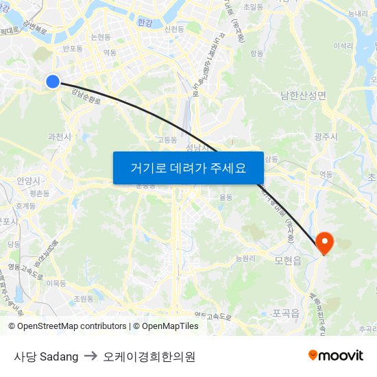 사당 Sadang to 오케이경희한의원 map