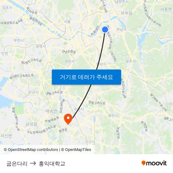 굽은다리 to 홍익대학교 map