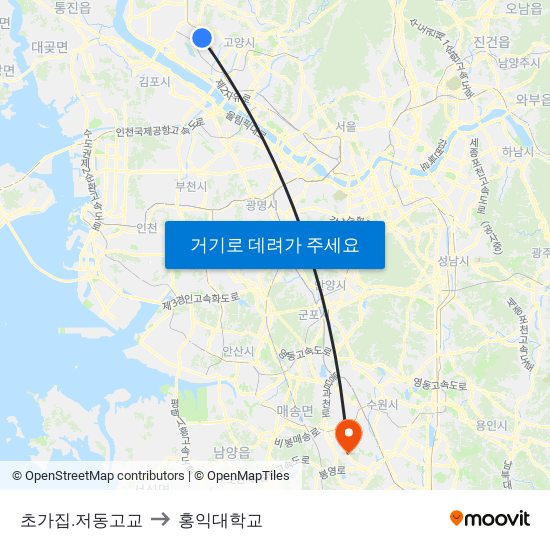 초가집.저동고교 to 홍익대학교 map