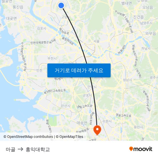 마골 to 홍익대학교 map