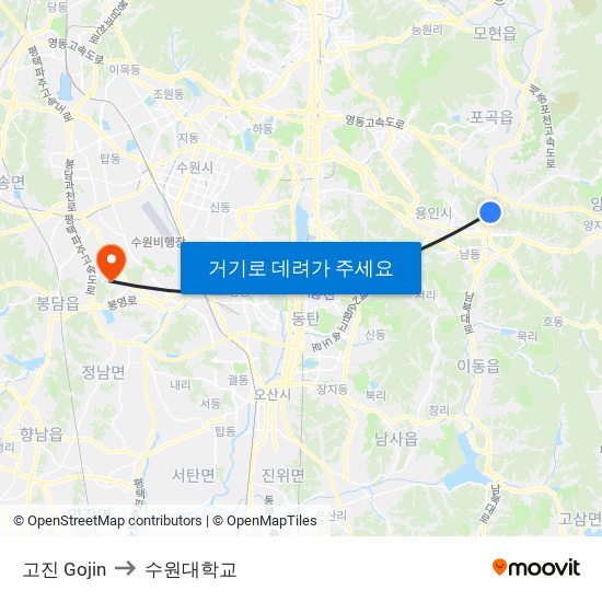 고진 Gojin to 수원대학교 map