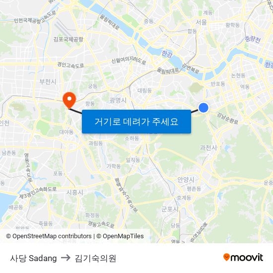 사당 Sadang to 김기숙의원 map