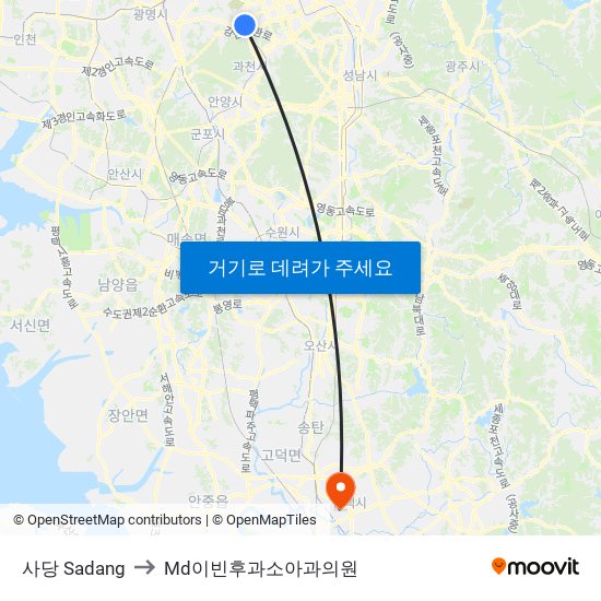 사당 Sadang to Md이빈후과소아과의원 map