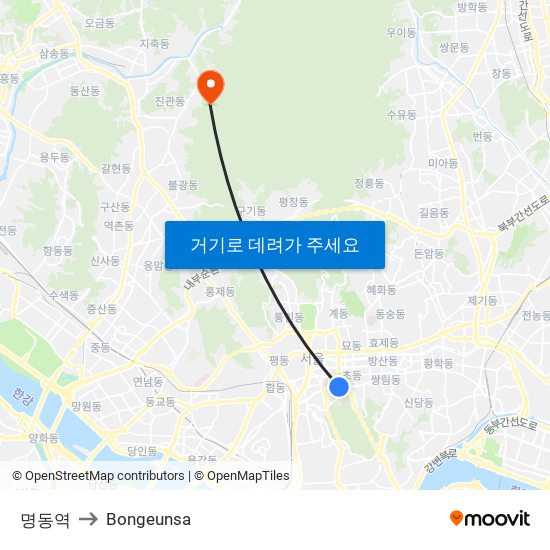 명동역 to Bongeunsa map