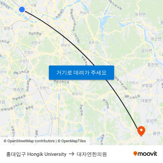 홍대입구 Hongik University to 대자연한의원 map