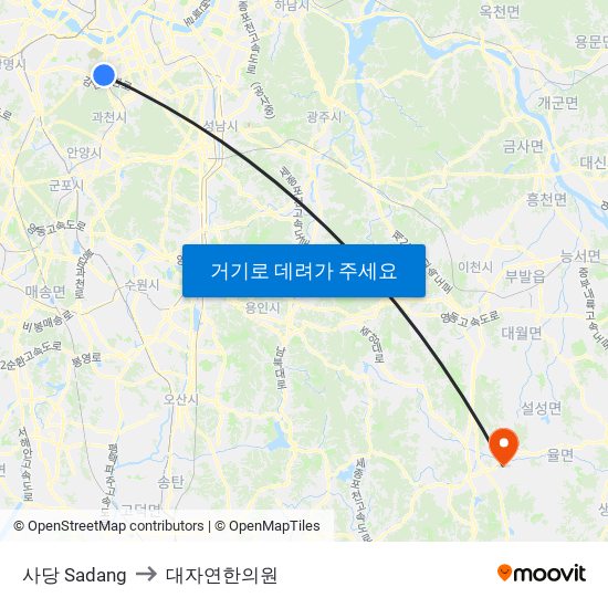 사당 Sadang to 대자연한의원 map