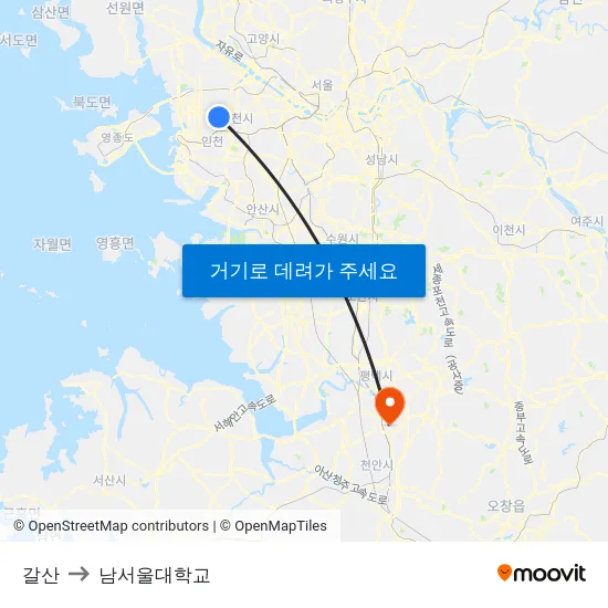 갈산 to 남서울대학교 map
