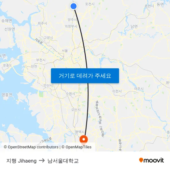 지행 Jihaeng to 남서울대학교 map