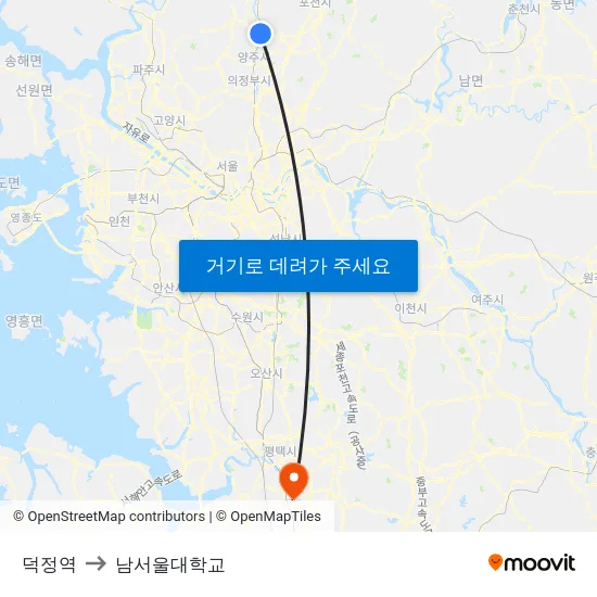 덕정역 to 남서울대학교 map
