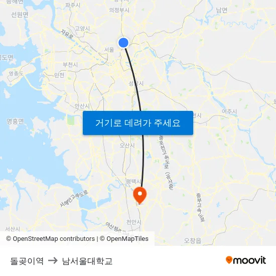 돌곶이역 to 남서울대학교 map