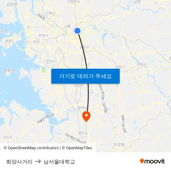 화양사거리 to 남서울대학교 map