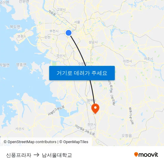 신풍프라자 to 남서울대학교 map