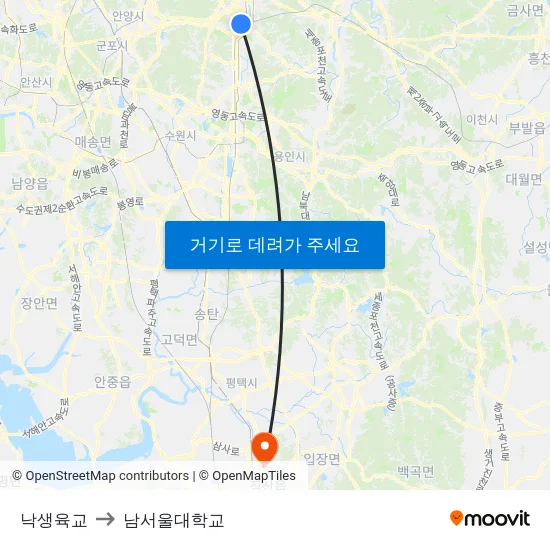 낙생육교 to 남서울대학교 map