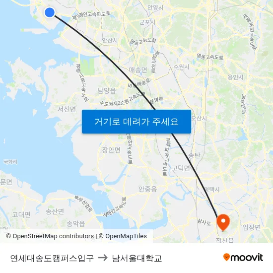 연세대송도캠퍼스입구 to 남서울대학교 map