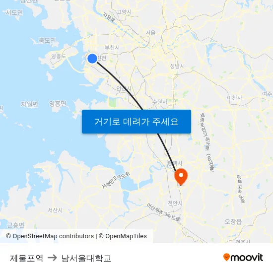 제물포역 to 남서울대학교 map