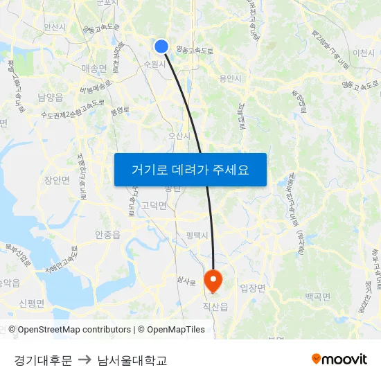 경기대후문 to 남서울대학교 map
