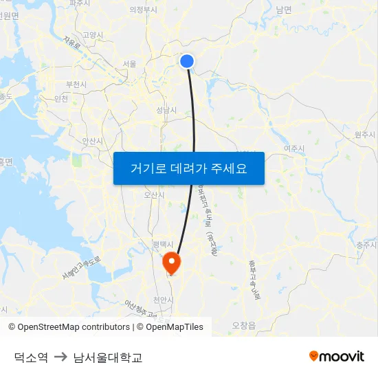 덕소역 to 남서울대학교 map