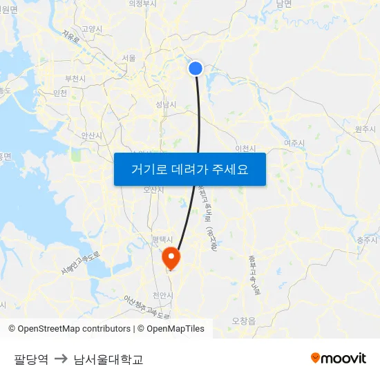 팔당역 to 남서울대학교 map