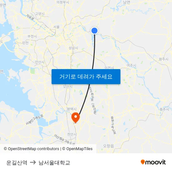 운길산역 to 남서울대학교 map