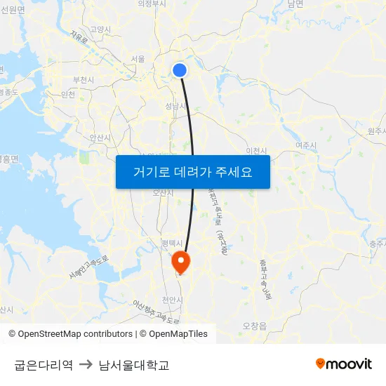 굽은다리역 to 남서울대학교 map