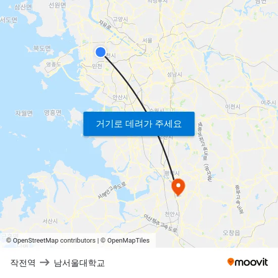 작전역 to 남서울대학교 map