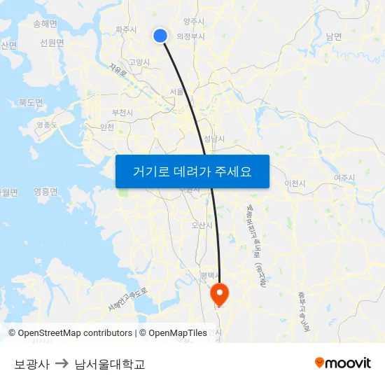 보광사 to 남서울대학교 map