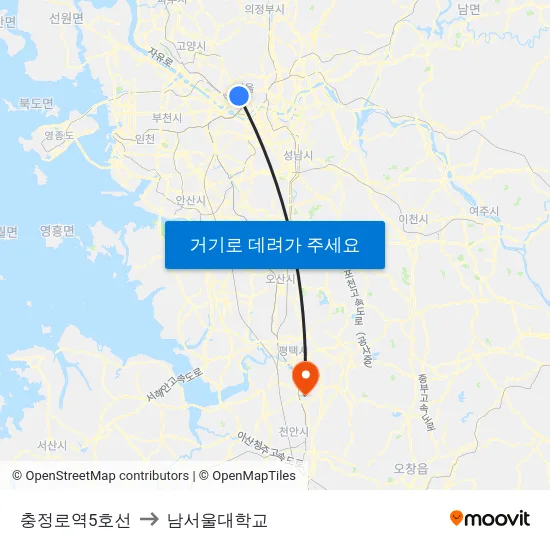 충정로역5호선 to 남서울대학교 map