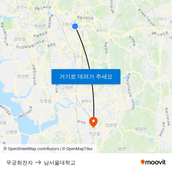 무궁화전자 to 남서울대학교 map