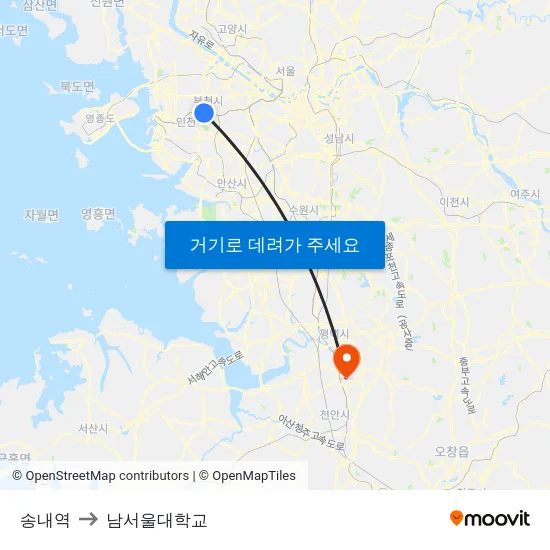 송내역 to 남서울대학교 map