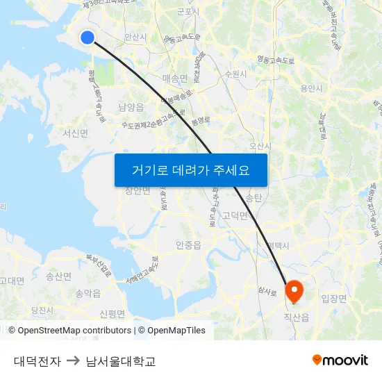 대덕전자 to 남서울대학교 map