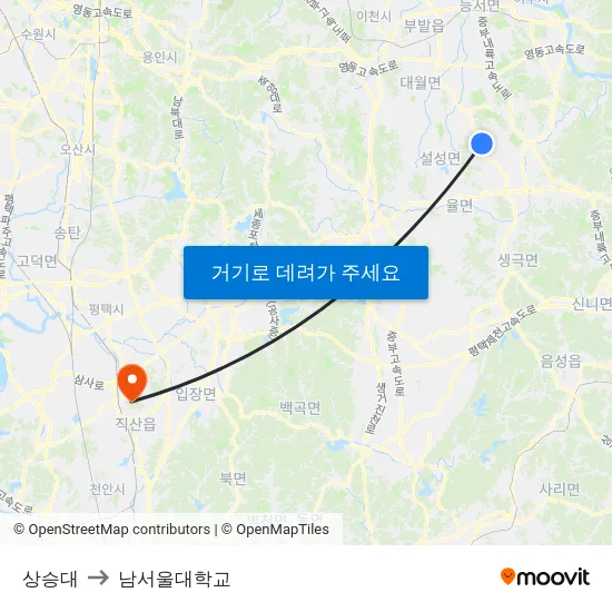상승대 to 남서울대학교 map
