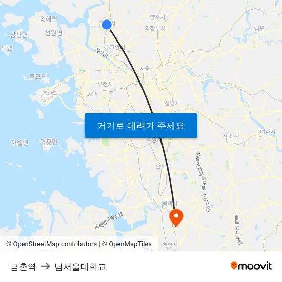 금촌역 to 남서울대학교 map