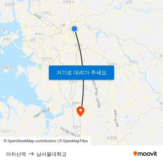 아차산역 to 남서울대학교 map