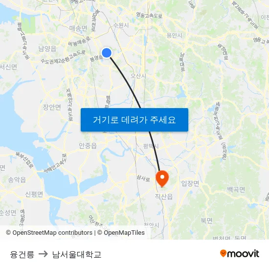 융건릉 to 남서울대학교 map