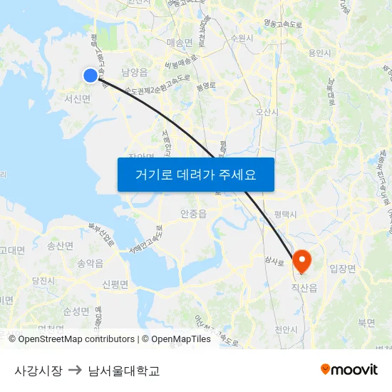 사강시장 to 남서울대학교 map