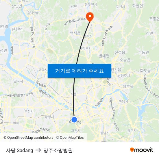 사당 Sadang to 양주소망병원 map