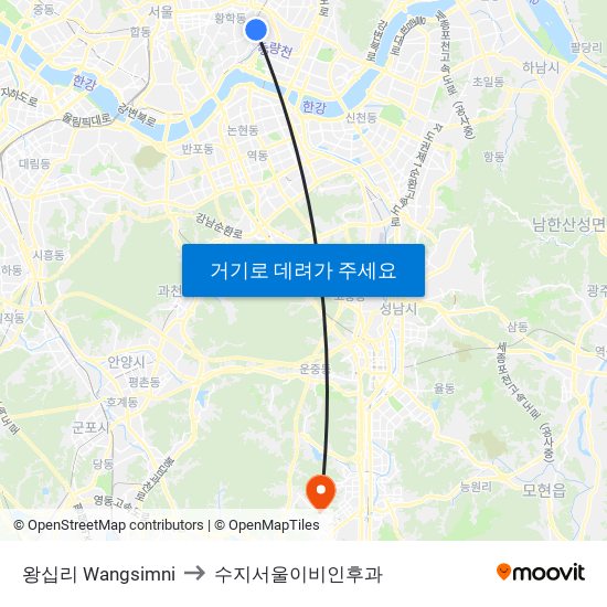 왕십리 Wangsimni to 수지서울이비인후과 map