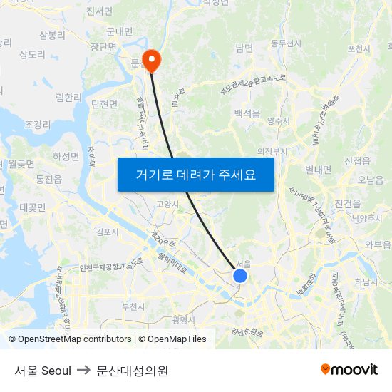 서울 Seoul to 문산대성의원 map