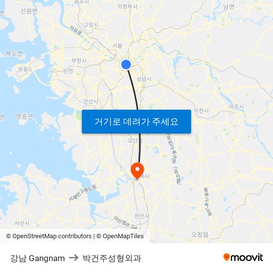 강남 Gangnam to 박건주성형외과 map