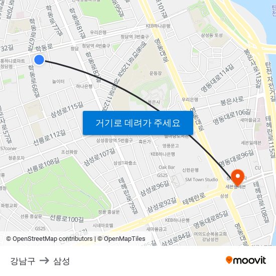 강남구 to 삼성 map