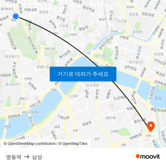 명동역 to 삼성 map