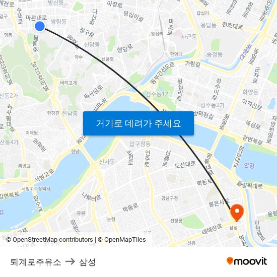 퇴계로주유소 to 삼성 map
