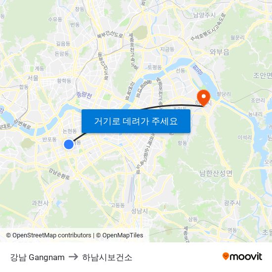강남 Gangnam to 하남시보건소 map