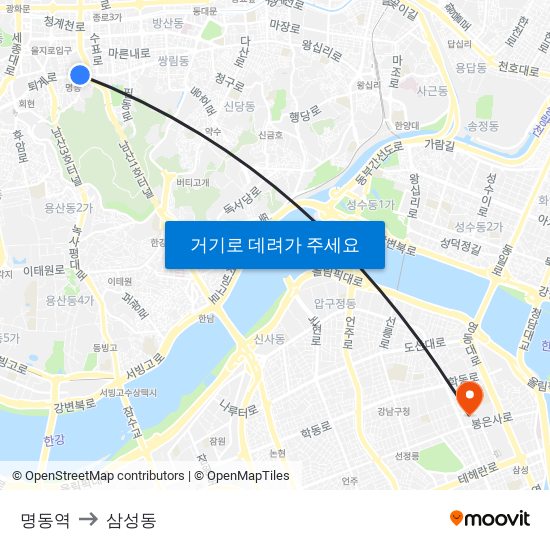 명동역 to 삼성동 map
