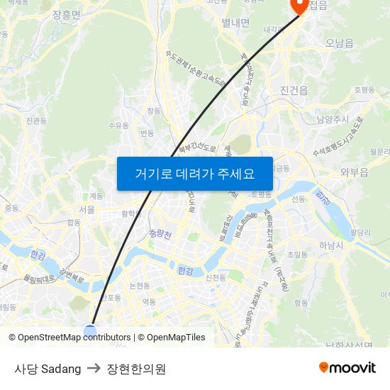 사당 Sadang to 장현한의원 map