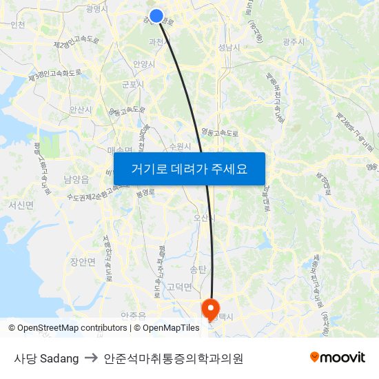 사당 Sadang to 안준석마취통증의학과의원 map