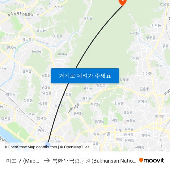 마포구 (Mapo-Gu) to 북한산 국립공원 (Bukhansan National Park) map