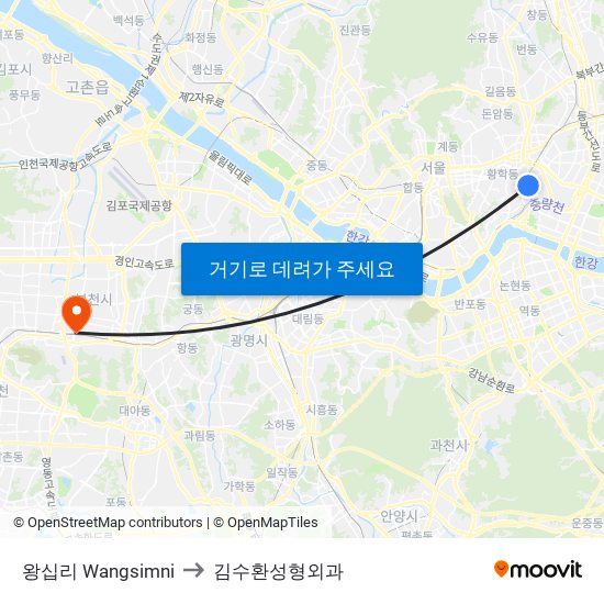 왕십리 Wangsimni to 김수환성형외과 map